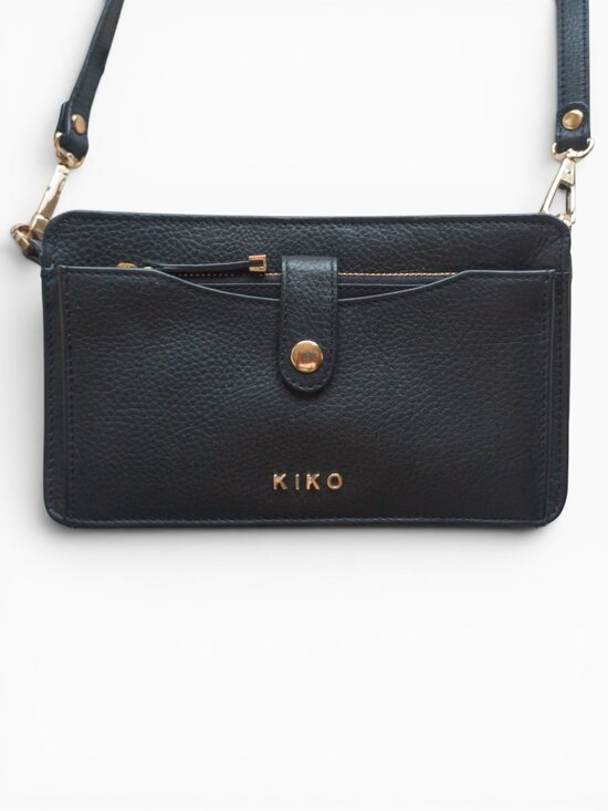 Kiko Handbags - Kiko Pebbled Leather Wallet Crossbody – Black